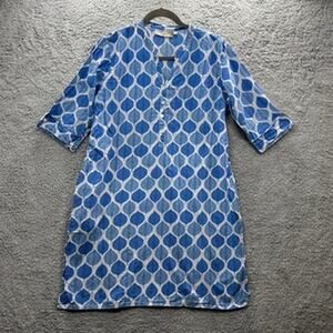 Ulsa Large Blue and White Lightweight Coverup Pool Beach Vacation Holiday‎